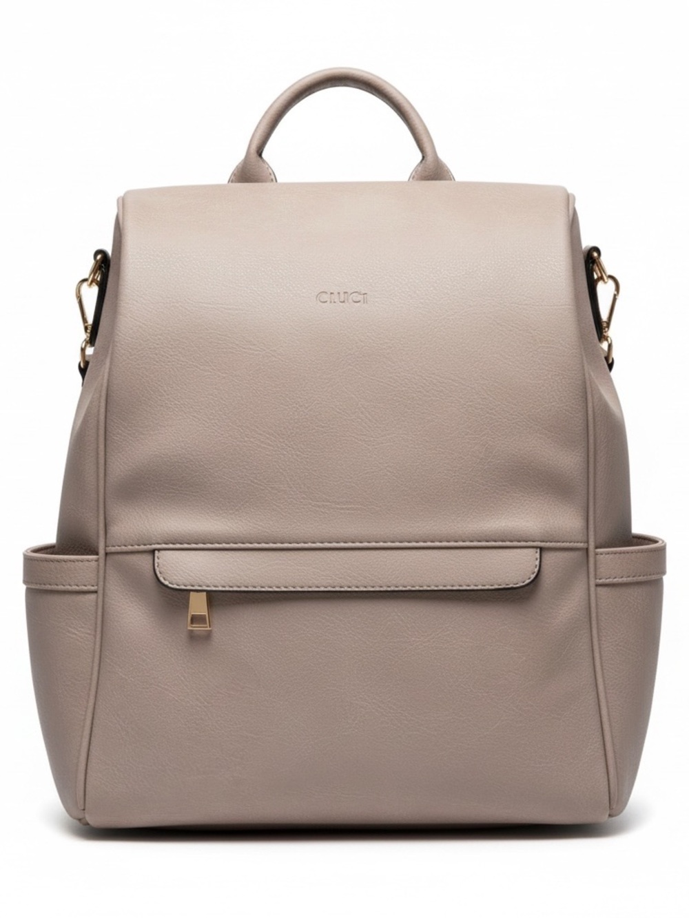 CLUCI Womens Backpack Purse Beige Faux Leather Large Travel Shoulder Bag